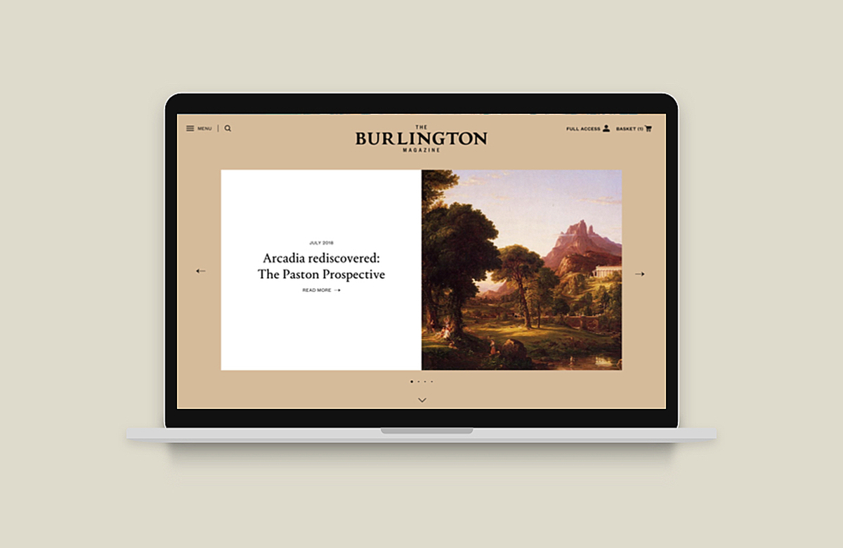 Image of the Burlington Magazine homepage design.